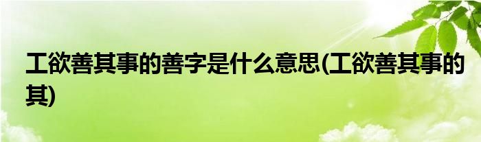工欲善其事的善字是什么意思(工欲善其事的其)