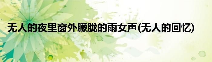 无人的夜里窗外朦胧的雨女声(无人的回忆)