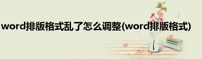 word排版格式乱了怎么调整(word排版格式)