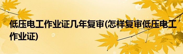 低压电工作业证几年复审(怎样复审低压电工作业证)