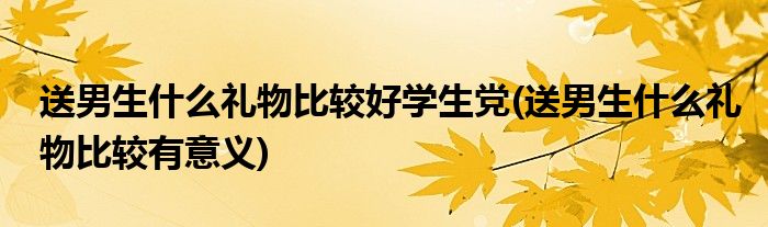 送男生什么礼物比较好学生党(送男生什么礼物比较有意义)