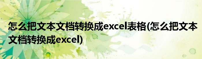 怎么把文本文档转换成excel表格(怎么把文本文档转换成excel)