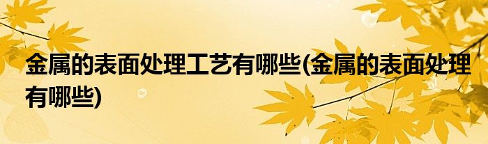 金属的表面处理工艺有哪些(金属的表面处理有哪些)