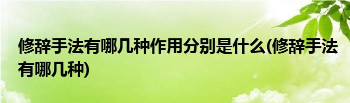 修辞手法有哪几种作用分别是什么(修辞手法有哪几种)