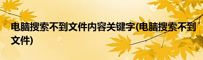 电脑搜索不到文件内容关键字(电脑搜索不到文件)