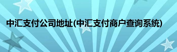 中汇支付公司地址(中汇支付商户查询系统)
