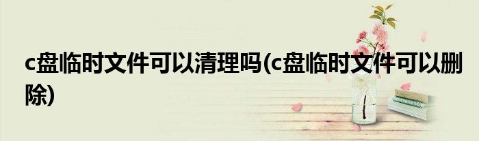 c盘临时文件可以清理吗(c盘临时文件可以删除)