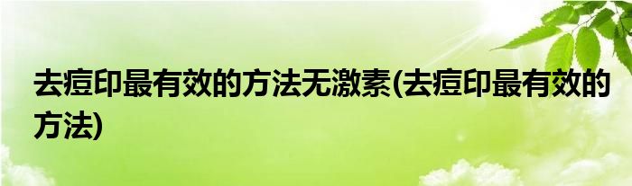 去痘印最有效的方法无激素(去痘印最有效的方法)