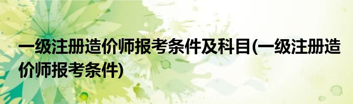 一级注册造价师报考条件及科目(一级注册造价师报考条件)