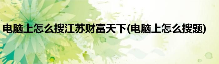 电脑上怎么搜江苏财富天下(电脑上怎么搜题)