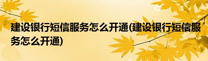建设银行短信服务怎么开通(建设银行短信服务怎么开通)