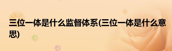 三位一体是什么监督体系(三位一体是什么意思)