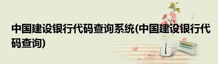 中国建设银行代码查询系统(中国建设银行代码查询)