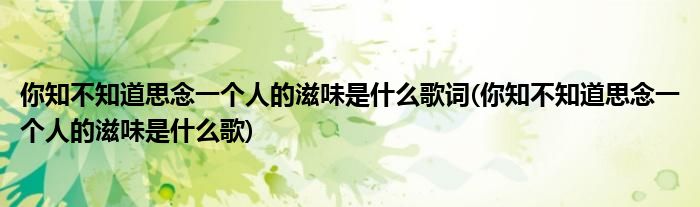 你知不知道思念一个人的滋味是什么歌词(你知不知道思念一个人的滋味是什么歌)