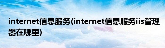 internet信息服务(internet信息服务iis管理器在哪里)