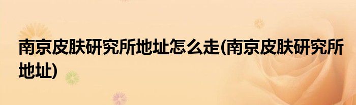南京皮肤研究所地址怎么走(南京皮肤研究所地址)