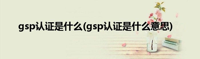 gsp认证是什么(gsp认证是什么意思)