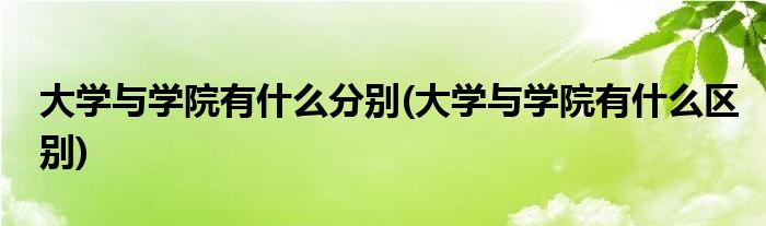 大学与学院有什么分别(大学与学院有什么区别)