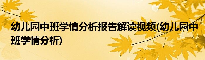 幼儿园中班学情分析报告解读视频(幼儿园中班学情分析)