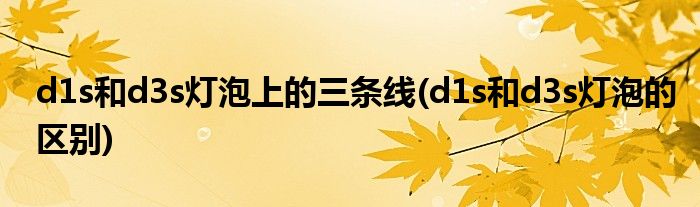 d1s和d3s灯泡上的三条线(d1s和d3s灯泡的区别)