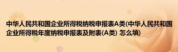 中华人民共和国企业所得税纳税申报表A类(中华人民共和国企业所得税年度纳税申报表及附表(A类) 怎么填)