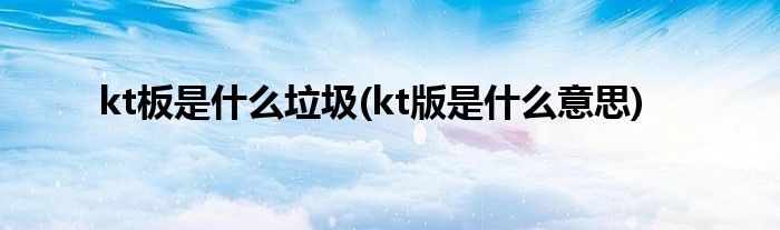 kt板是什么垃圾(kt版是什么意思)