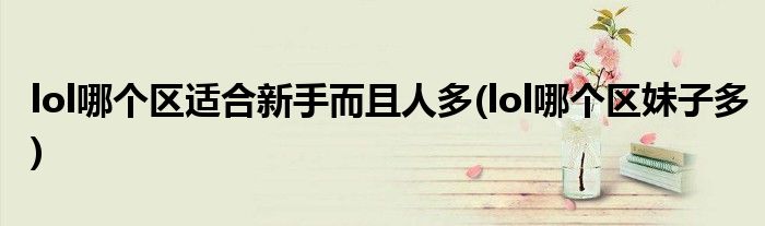 lol哪个区适合新手而且人多(lol哪个区妹子多)