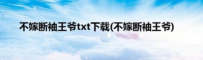 不嫁断袖王爷txt下载(不嫁断袖王爷)