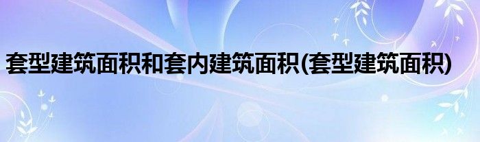 套型建筑面积和套内建筑面积(套型建筑面积)