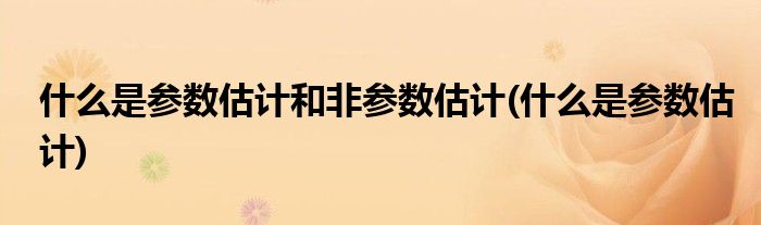 什么是参数估计和非参数估计(什么是参数估计)