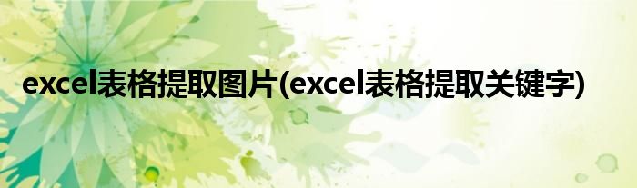 excel表格提取图片(excel表格提取关键字)