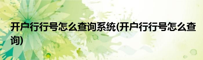 开户行行号怎么查询系统(开户行行号怎么查询)