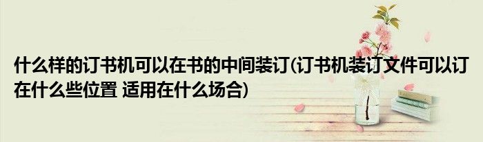 什么样的订书机可以在书的中间装订(订书机装订文件可以订在什么些位置 适用在什么场合)