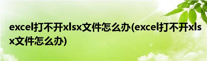 excel打不开xlsx文件怎么办(excel打不开xlsx文件怎么办)