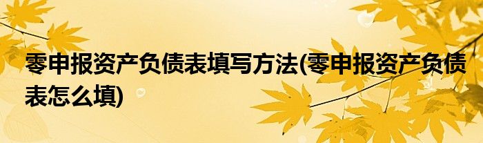 零申报资产负债表填写方法(零申报资产负债表怎么填)