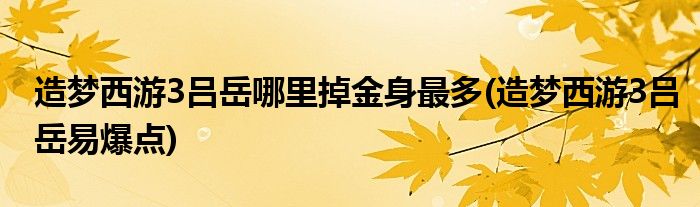 造梦西游3吕岳哪里掉金身最多(造梦西游3吕岳易爆点)