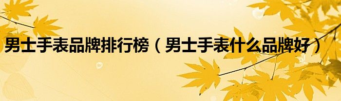 男士手表品牌排行榜（男士手表什么品牌好）