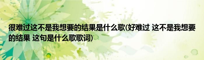 很难过这不是我想要的结果是什么歌(好难过 这不是我想要的结果 这句是什么歌歌词)