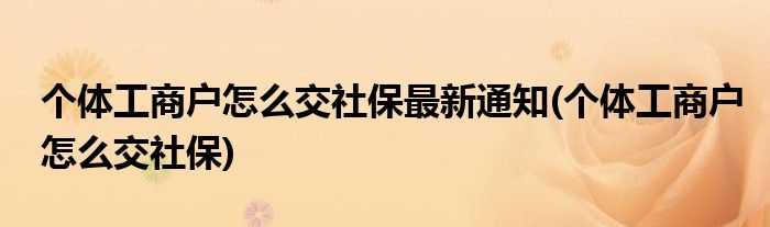 个体工商户怎么交社保最新通知(个体工商户怎么交社保)