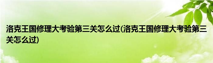 洛克王国修理大考验第三关怎么过(洛克王国修理大考验第三关怎么过)