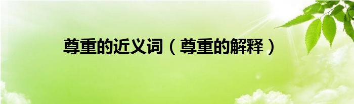 尊重的近义词（尊重的解释）