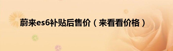 蔚来es6补贴后售价（来看看价格）