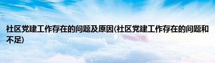 社区党建工作存在的问题及原因(社区党建工作存在的问题和不足)