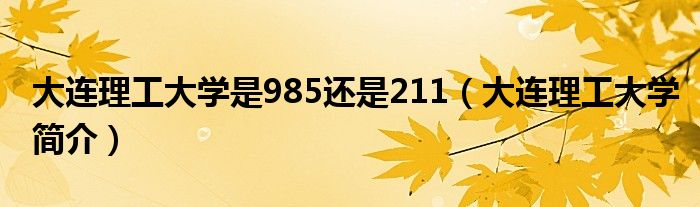 大连理工大学是985还是211（大连理工大学简介）