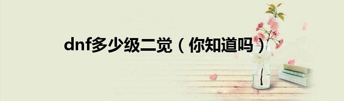 dnf多少级二觉（你知道吗）