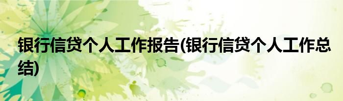 银行信贷个人工作报告(银行信贷个人工作总结)