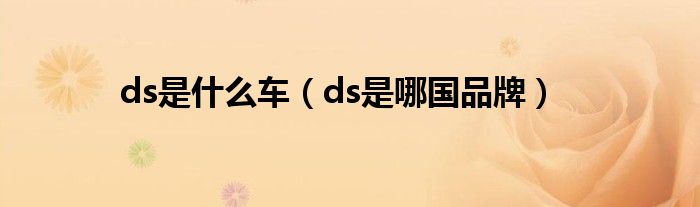 ds是什么车（ds是哪国品牌）