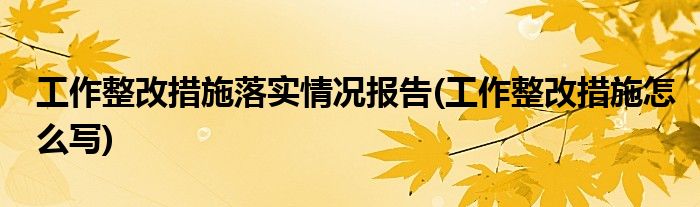 工作整改措施落实情况报告(工作整改措施怎么写)