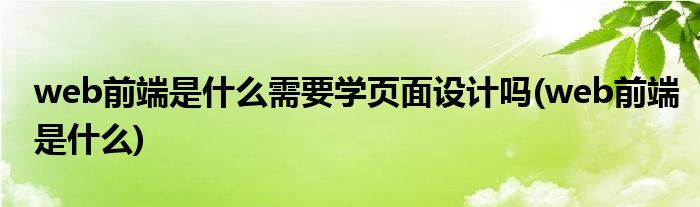 web前端是什么需要学页面设计吗(web前端是什么)