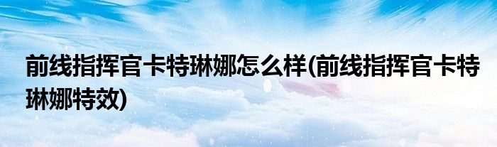 前线指挥官卡特琳娜怎么样(前线指挥官卡特琳娜特效)